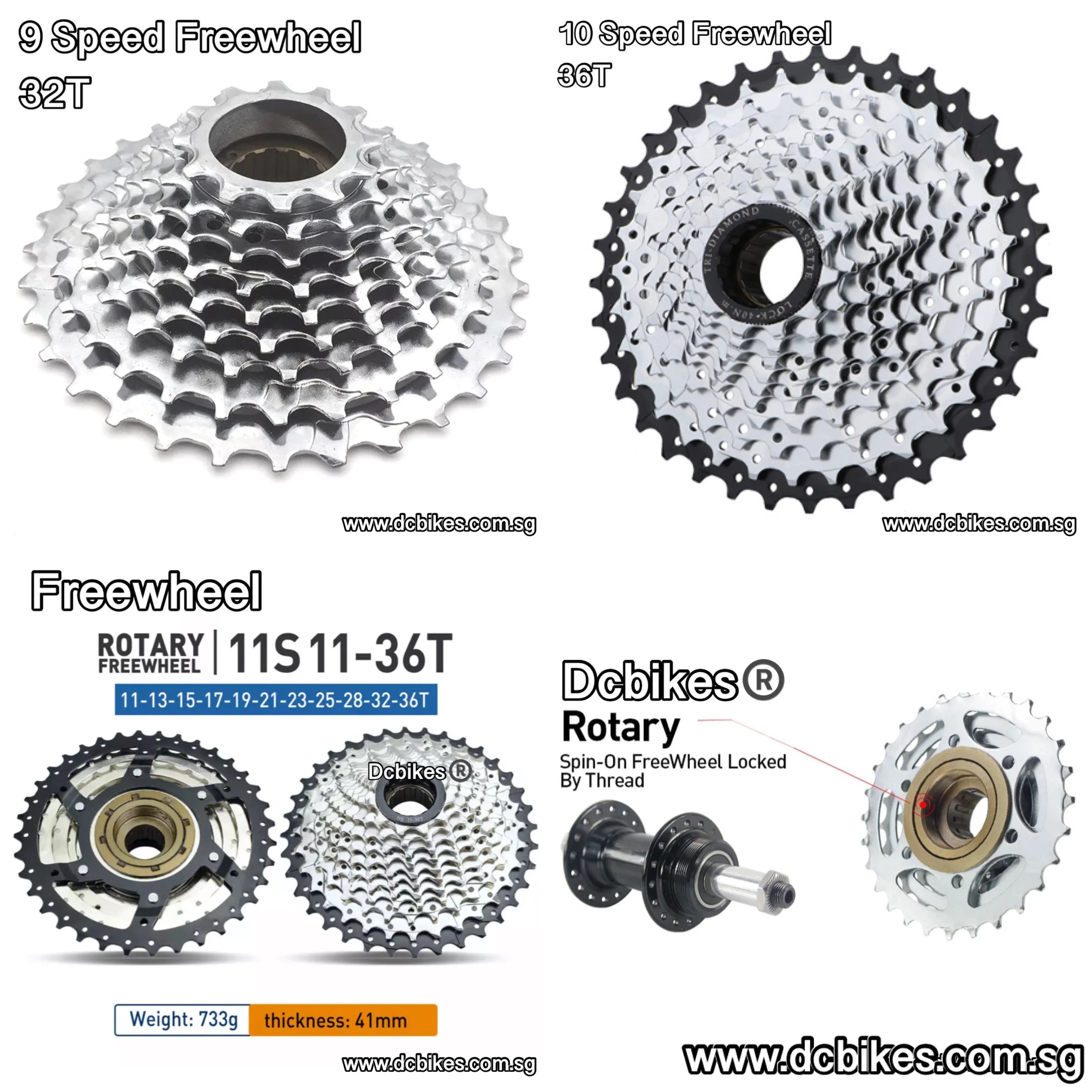 Silver 9 Speed 32T | 10 Speed 36T | 11 Speed 36T Bicycle Screw In Threaded Freewheel