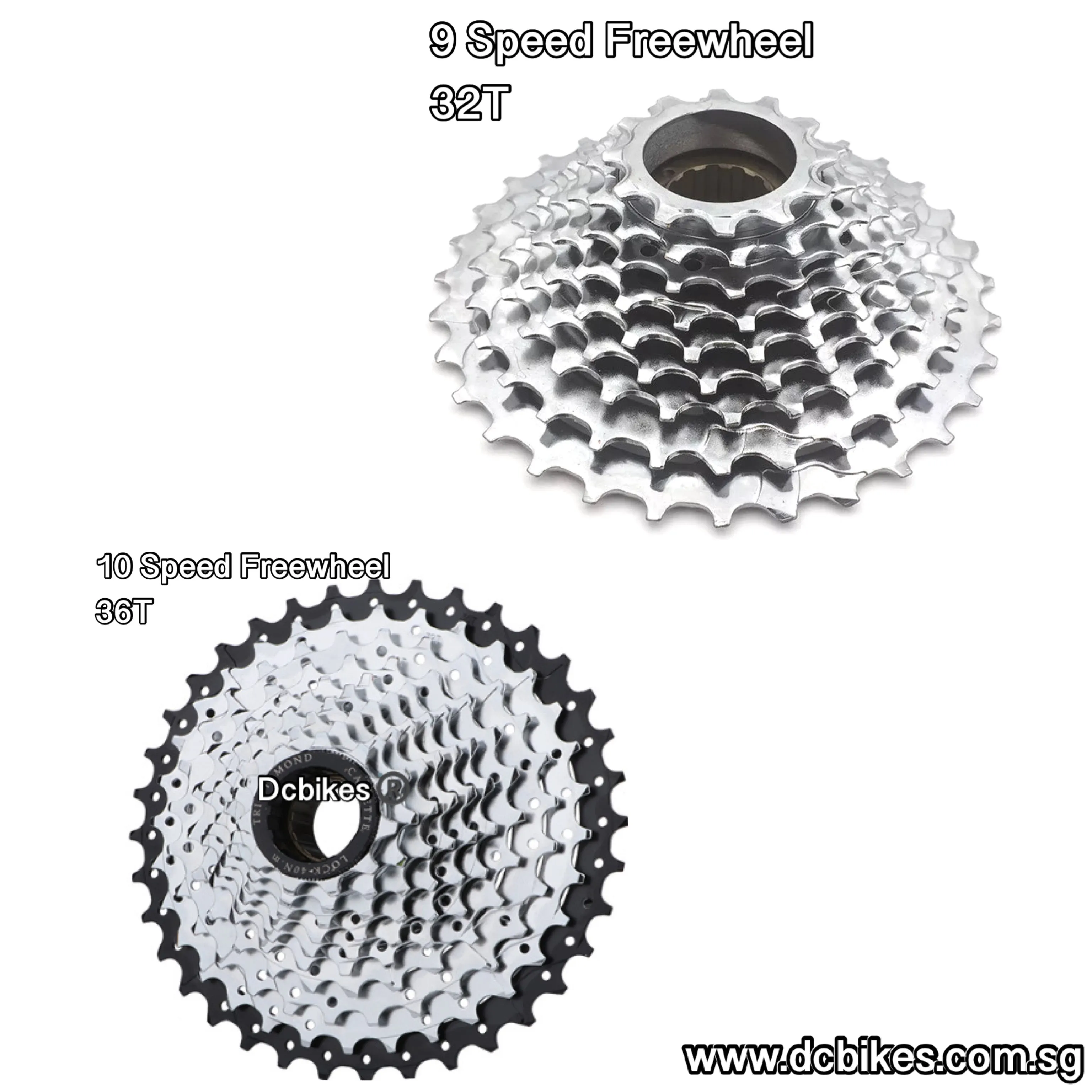Silver 9 Speed 32T | 10 Speed 36T | 11 Speed 36T Bicycle Screw In Threaded Freewheel