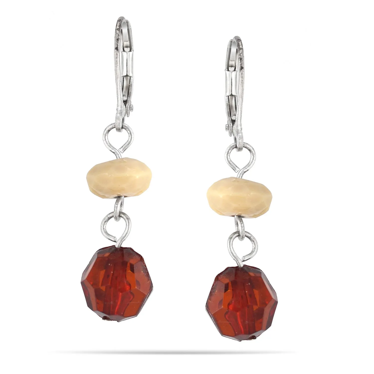 SILVER BEADS DROP  EARRINGS #E1101_SILCRY (AA6)