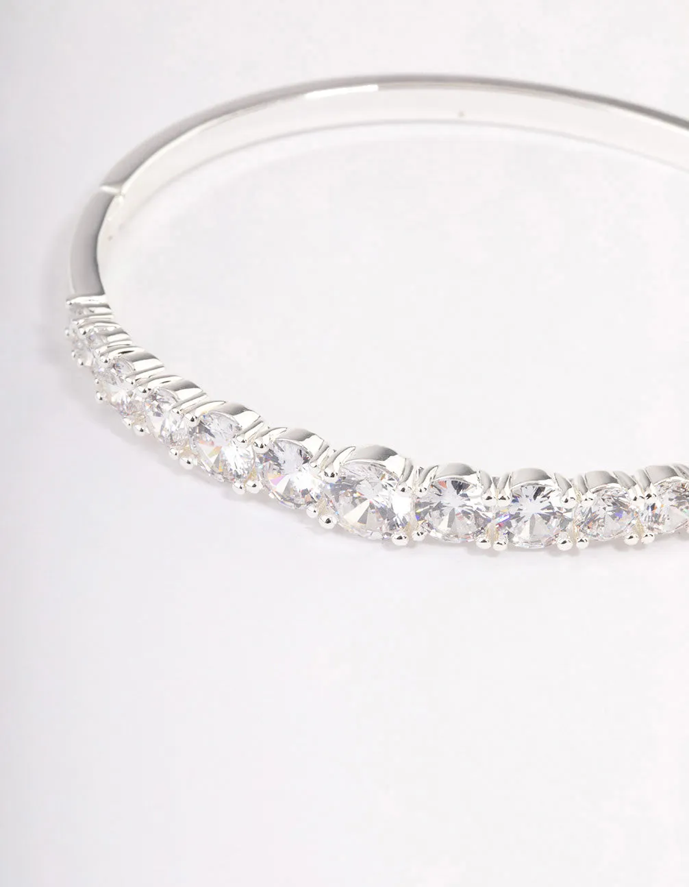 Silver Plated Gradual Cubic Zirconia Bangle