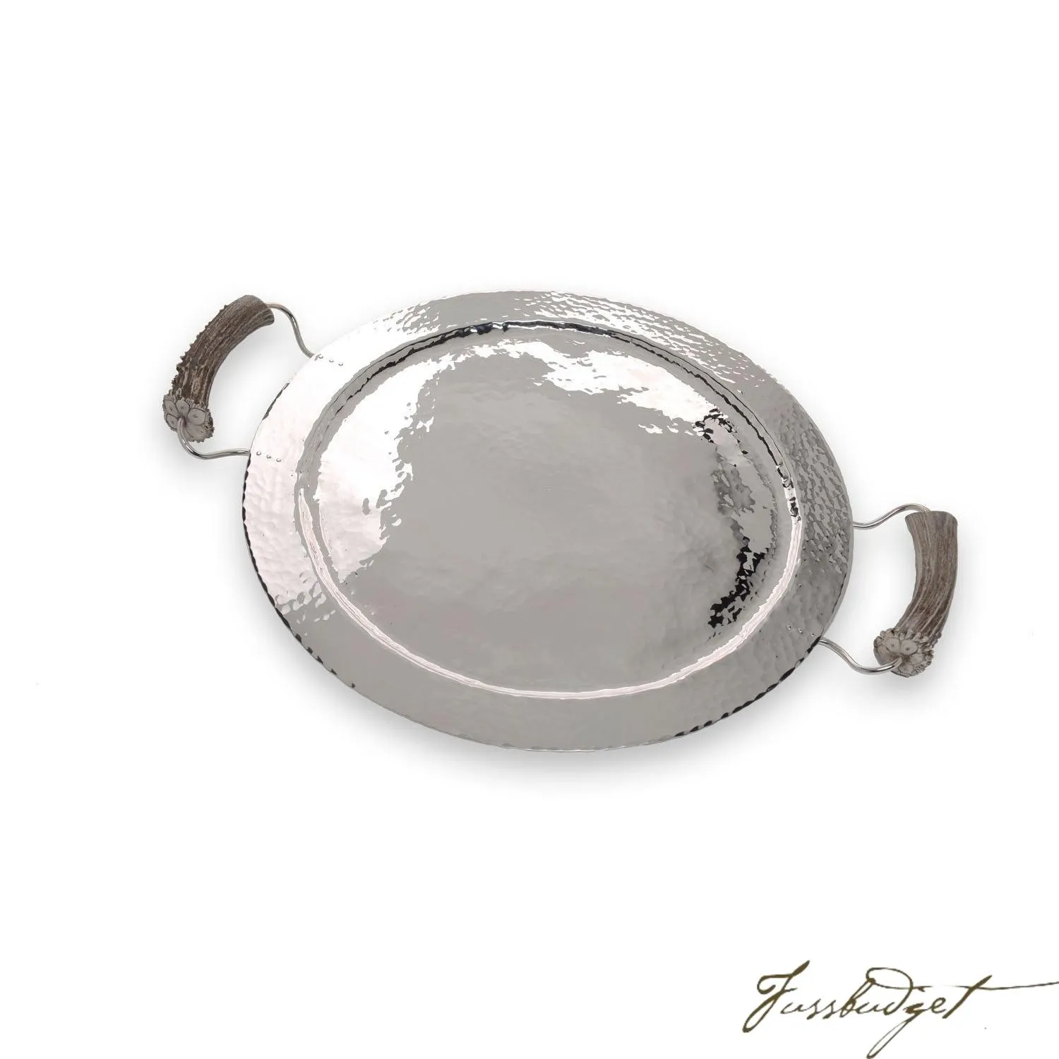 Silver Round Tray with Burr Handles