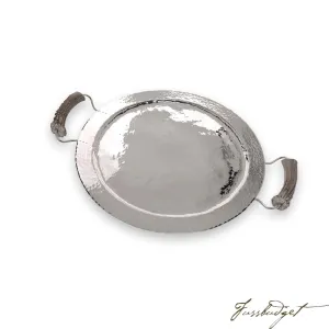 Silver Round Tray with Burr Handles