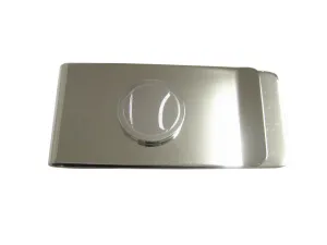 Silver Toned Etched Round Tennis Ball Pendant Money Clip