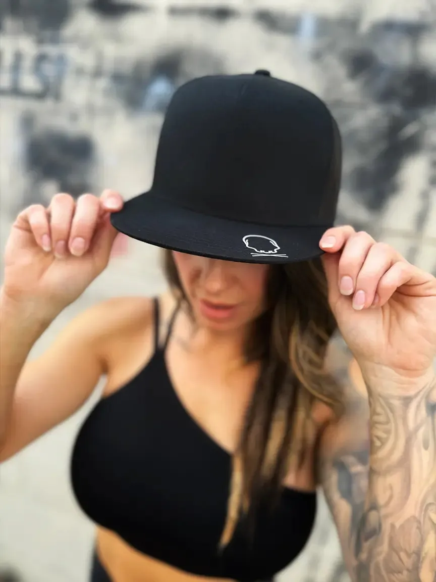 SIN COMING ON SIDE STYLE BLACK HAT