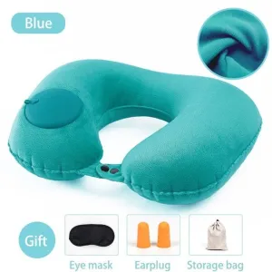 Smart Portable Travel Pillow Press Gas-filled Air U-Shape Neck Pillow