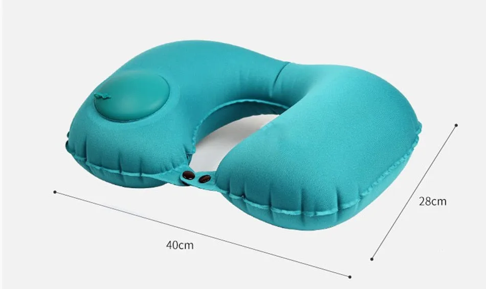 Smart Portable Travel Pillow Press Gas-filled Air U-Shape Neck Pillow