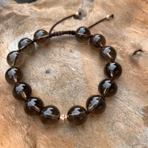 Smokey Quartz Adjustable Beaded Bracelet 10mm