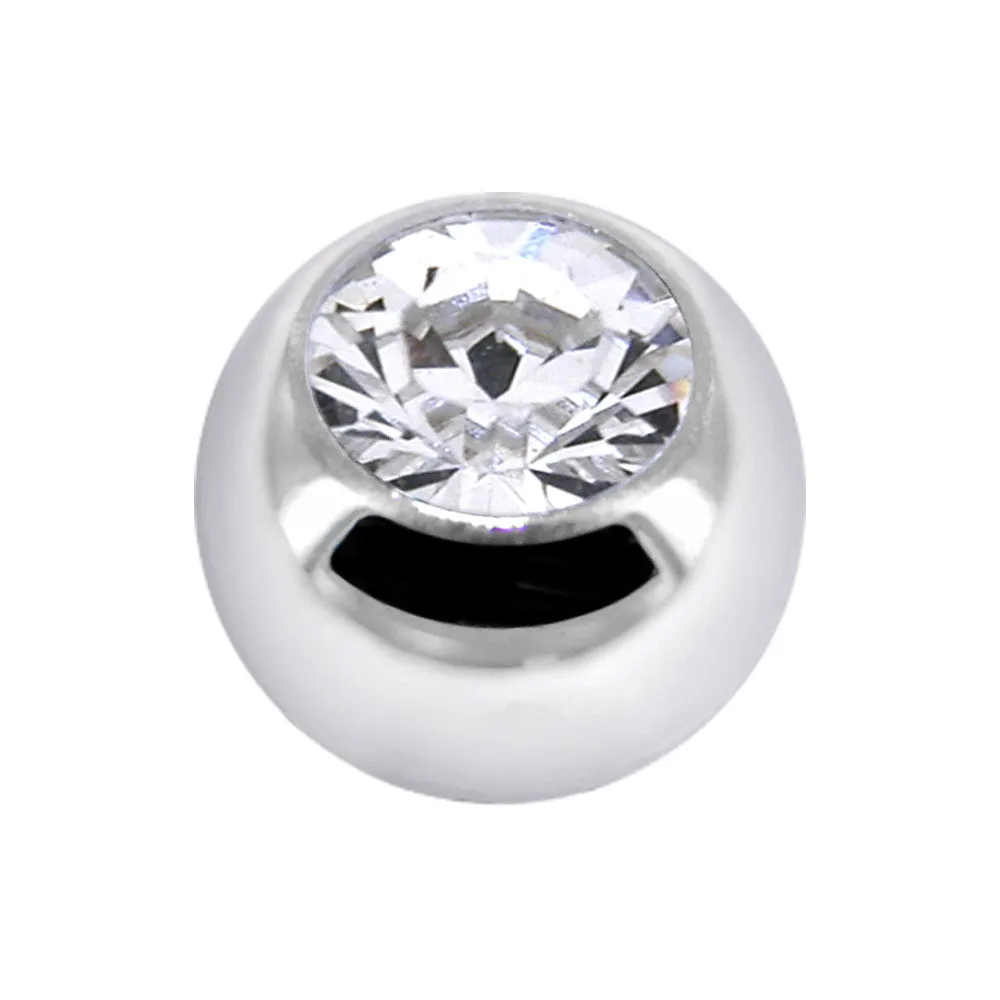 Solid 14kt White Gold Cubic Zirconia Replacement Ball  4.5mm - 14 Gauge