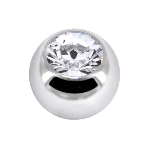 Solid 14kt White Gold Cubic Zirconia Replacement Ball  4.5mm - 14 Gauge
