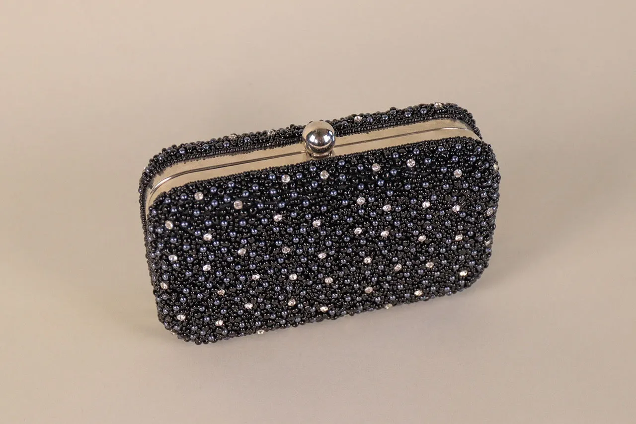 St Xavier - Black Mini Pearl Clutch