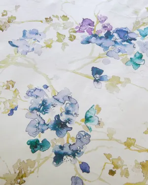 Stamattina 100% Cotton 118" Italian Percale By The Yard Olivia Olivia is our updated floral in Blue/multi printed on optic white.