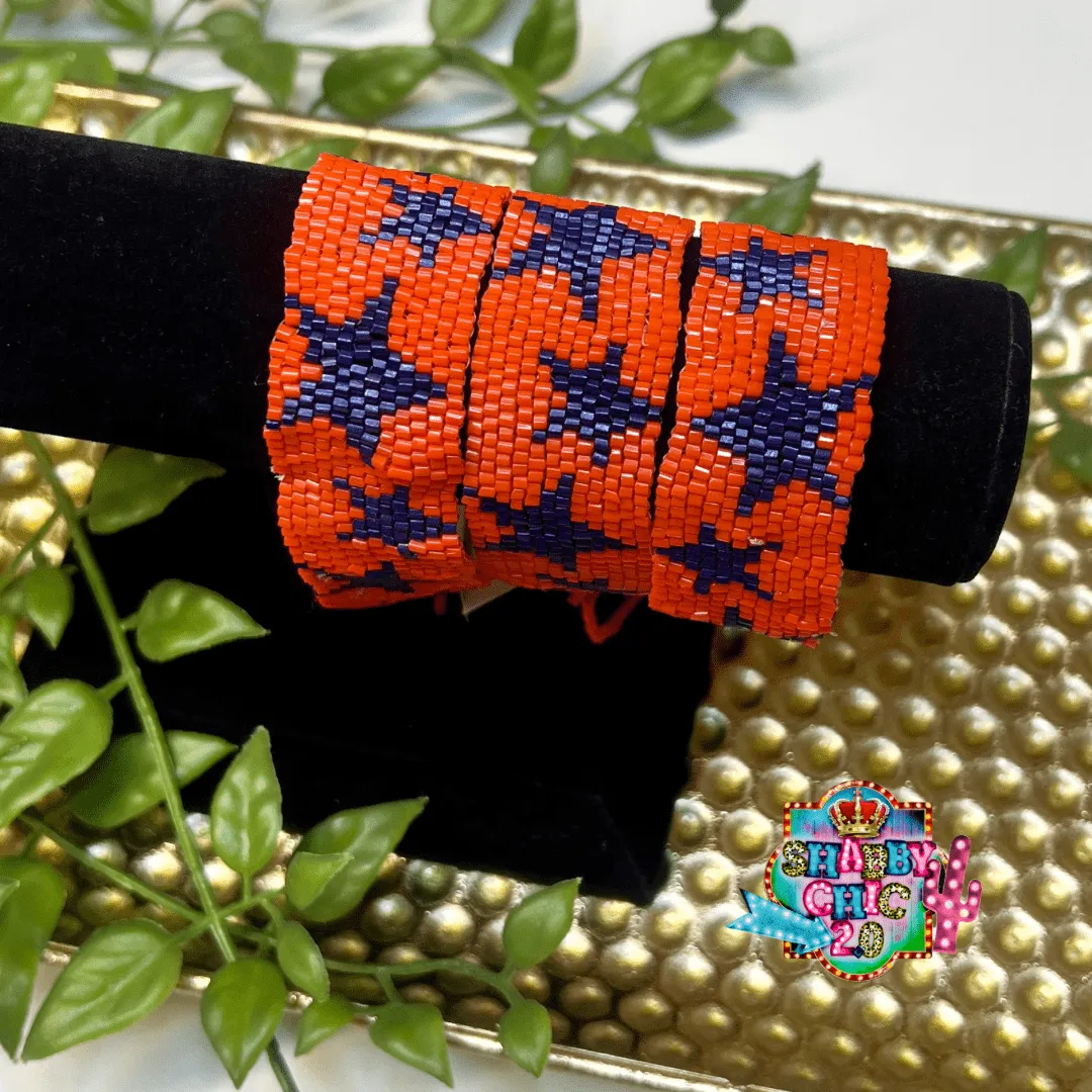 Star Beaded Bracelet - Navy and Orange