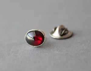 Sterling Garnet tie tack - handcrafted