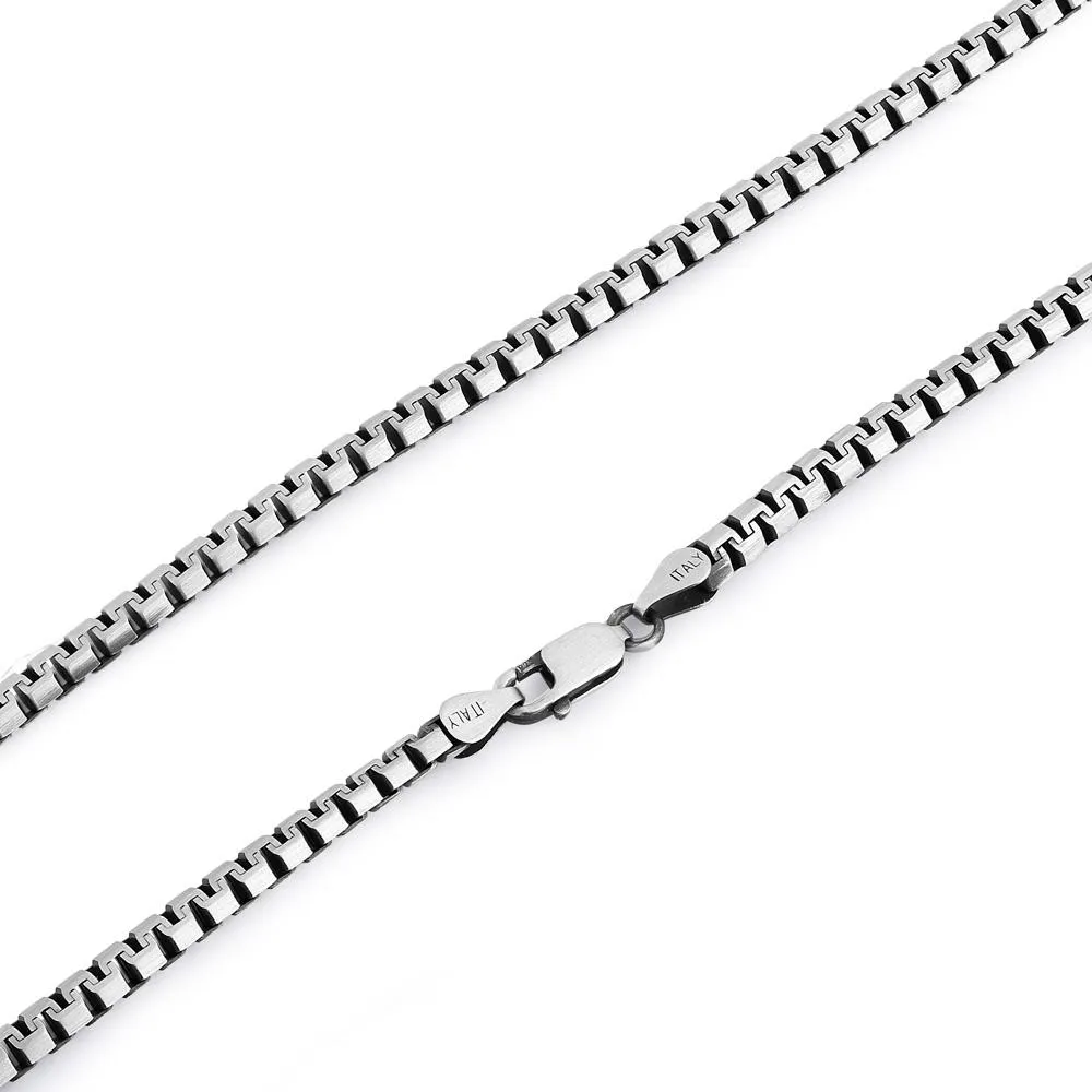 Sterling Silver  22" Flat Box Chain Necklace 3.0mm