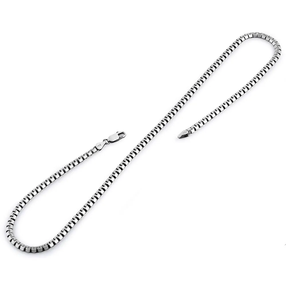 Sterling Silver  22" Flat Box Chain Necklace 3.0mm