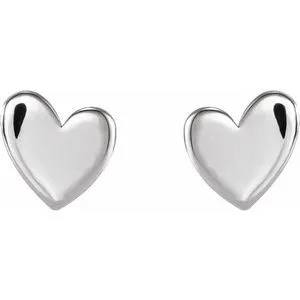 Sterling Silver 4 mm Asymmetrical Heart Earrings