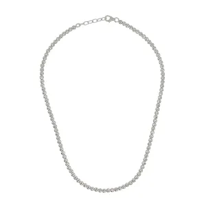Sterling Silver 4MM Beaded Necklace, available in Rhodium Plate and Gold Plate