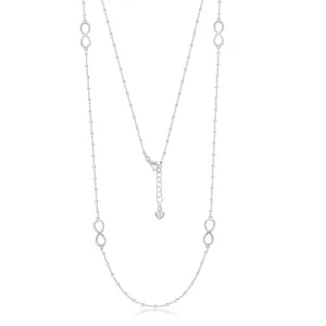 Sterling Silver Long Infinty with Beaded Chain Necklace (96599)