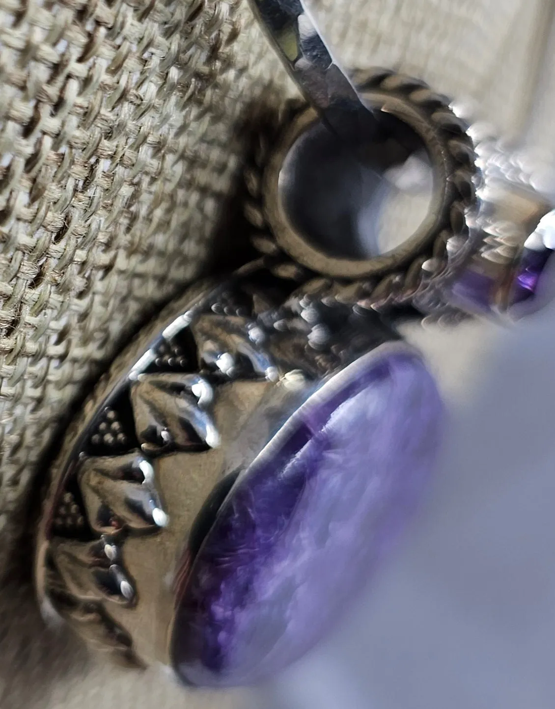 Sterling Silver Pendant with Charoite and Amethyst