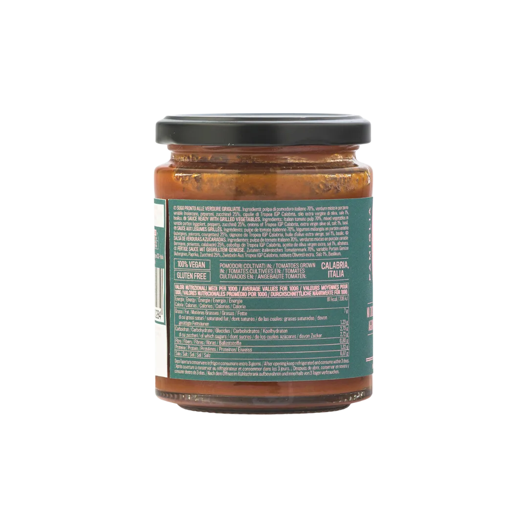 Sugo Gourmet Alle Verdure Grigliate - Ready Sauce With Grilled Vegetables 6 x 270g