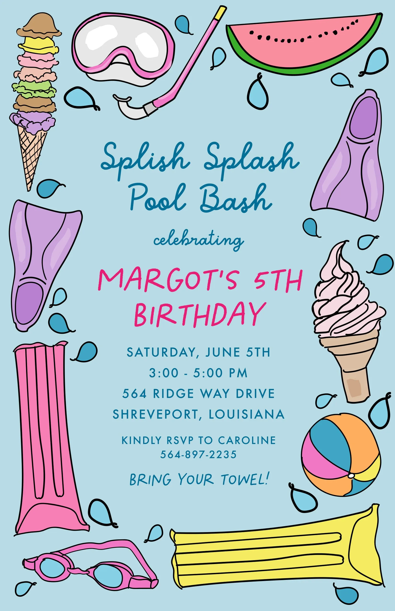 Summer Fun Border Invitation