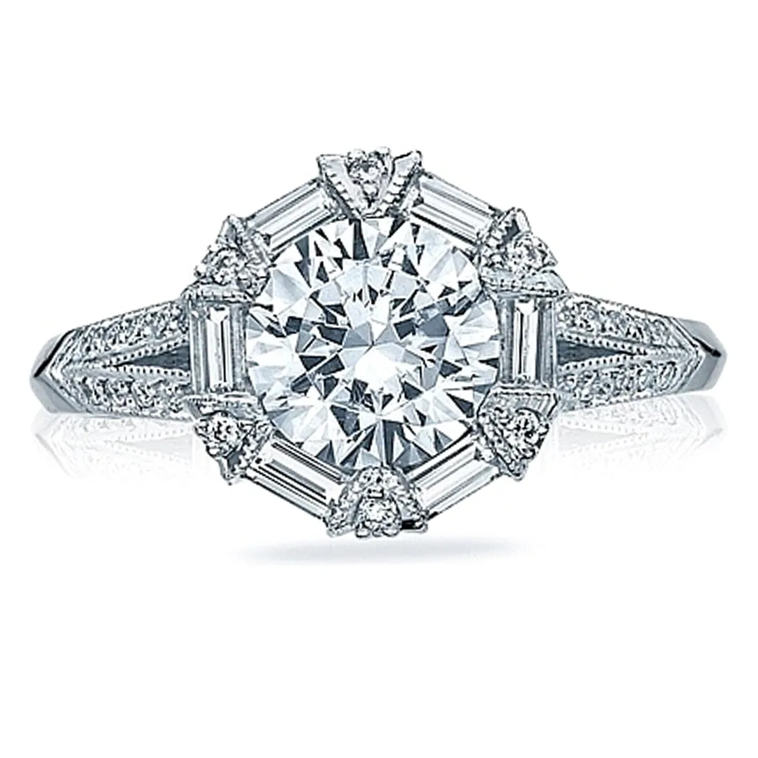Tacori Baguette & Pave Diamond Engagement Ring