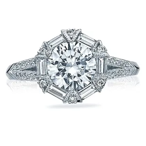 Tacori Baguette & Pave Diamond Engagement Ring
