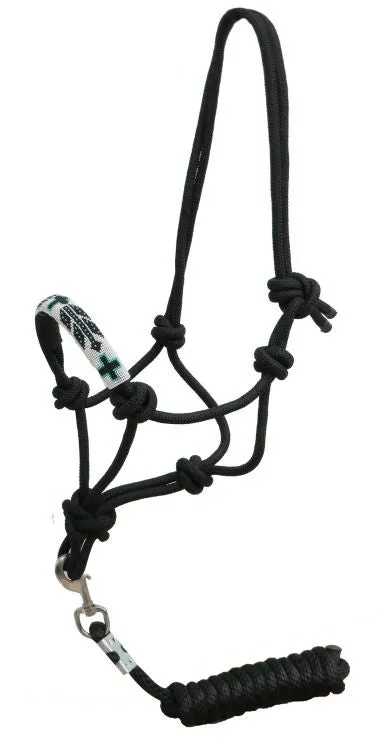 Teal & White Beaded Cross Arrow Cowboy Knot Halter