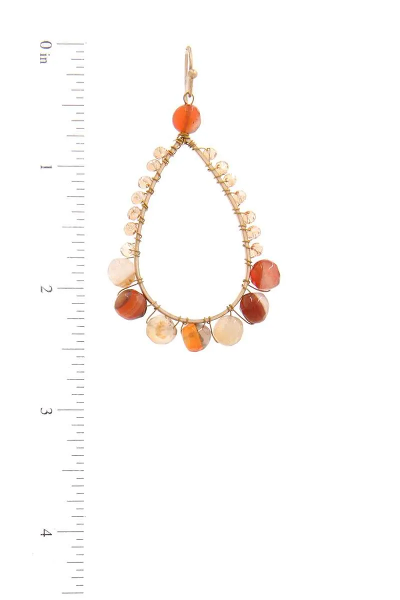 Teardrop Shape Beaded Drop Earring