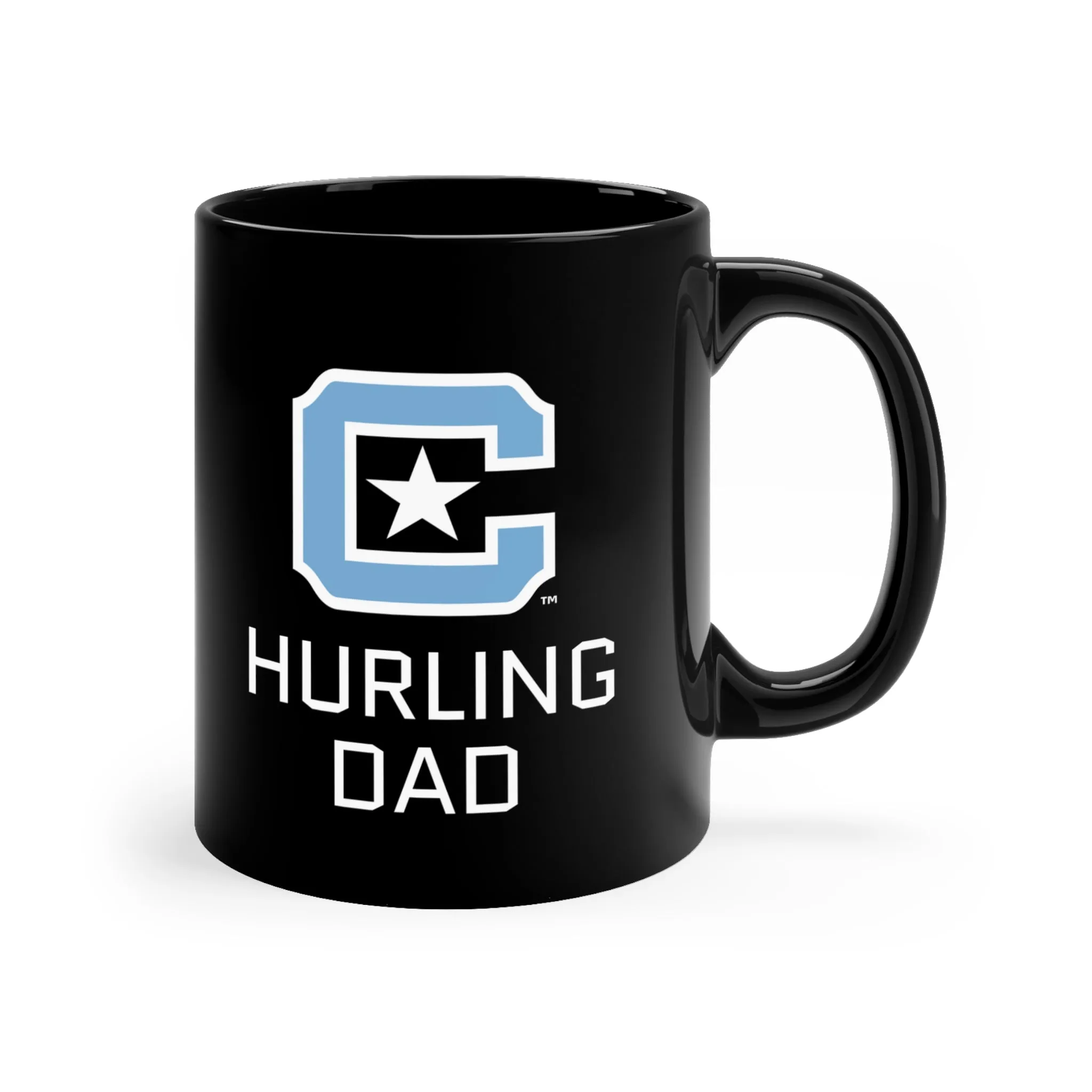The Citadel Block C Logo, Club Sports Hurling Dad, Black Mug, 11oz