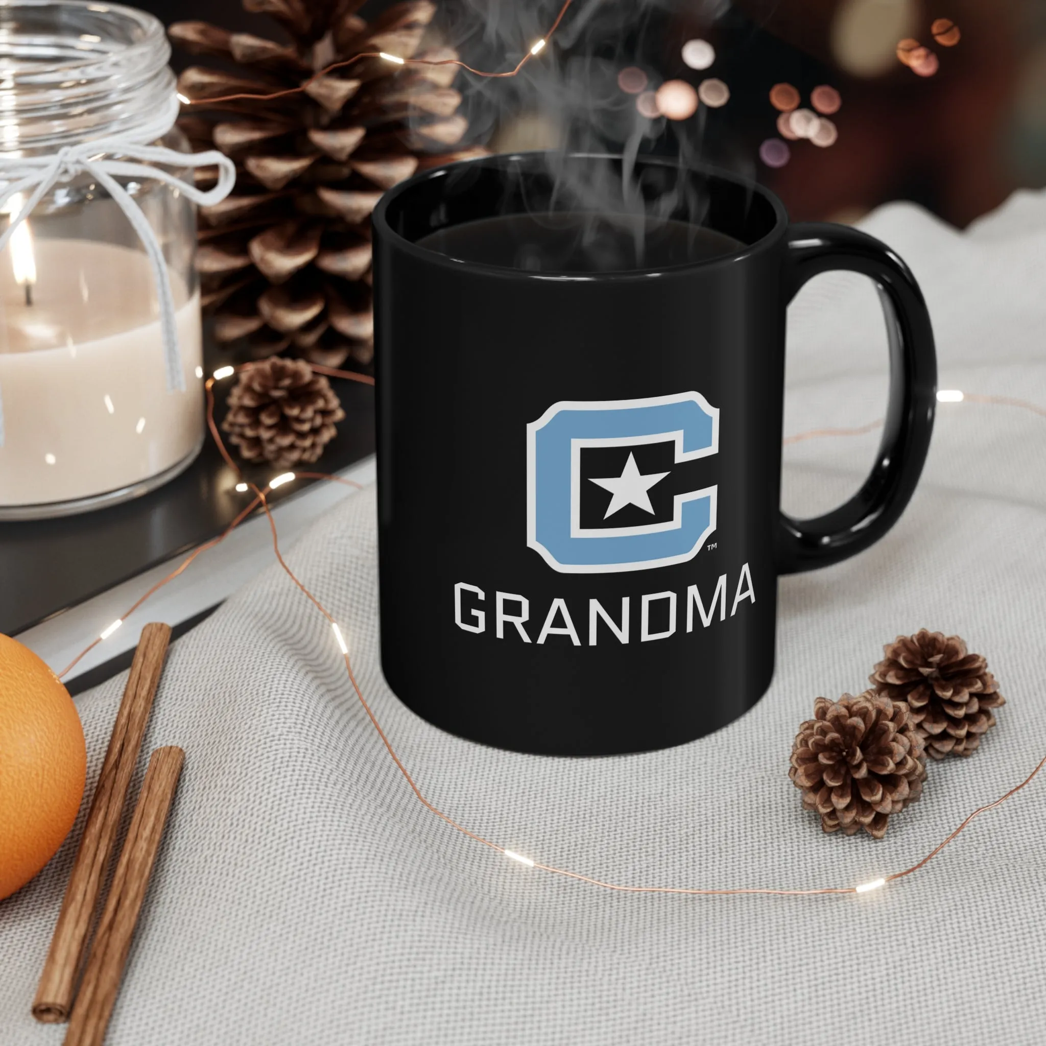 The Citadel Block C Logo, Sports, Grandma, Black Mug, 11oz