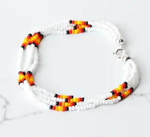 The Quartet Bracelet- White/Red Sunburst