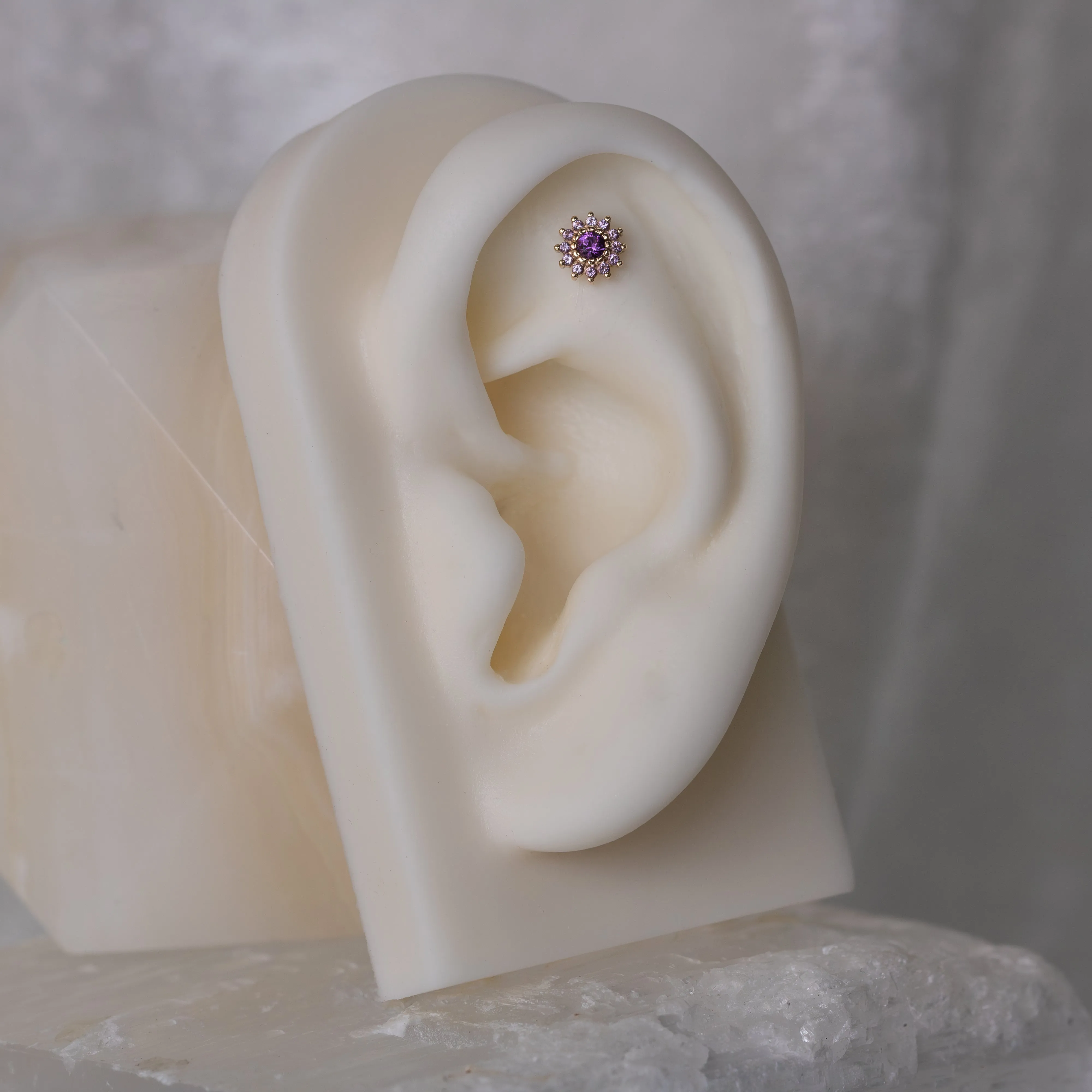 The Rose with Amethyst & Light Amethyst 18g/16g Threaded End
