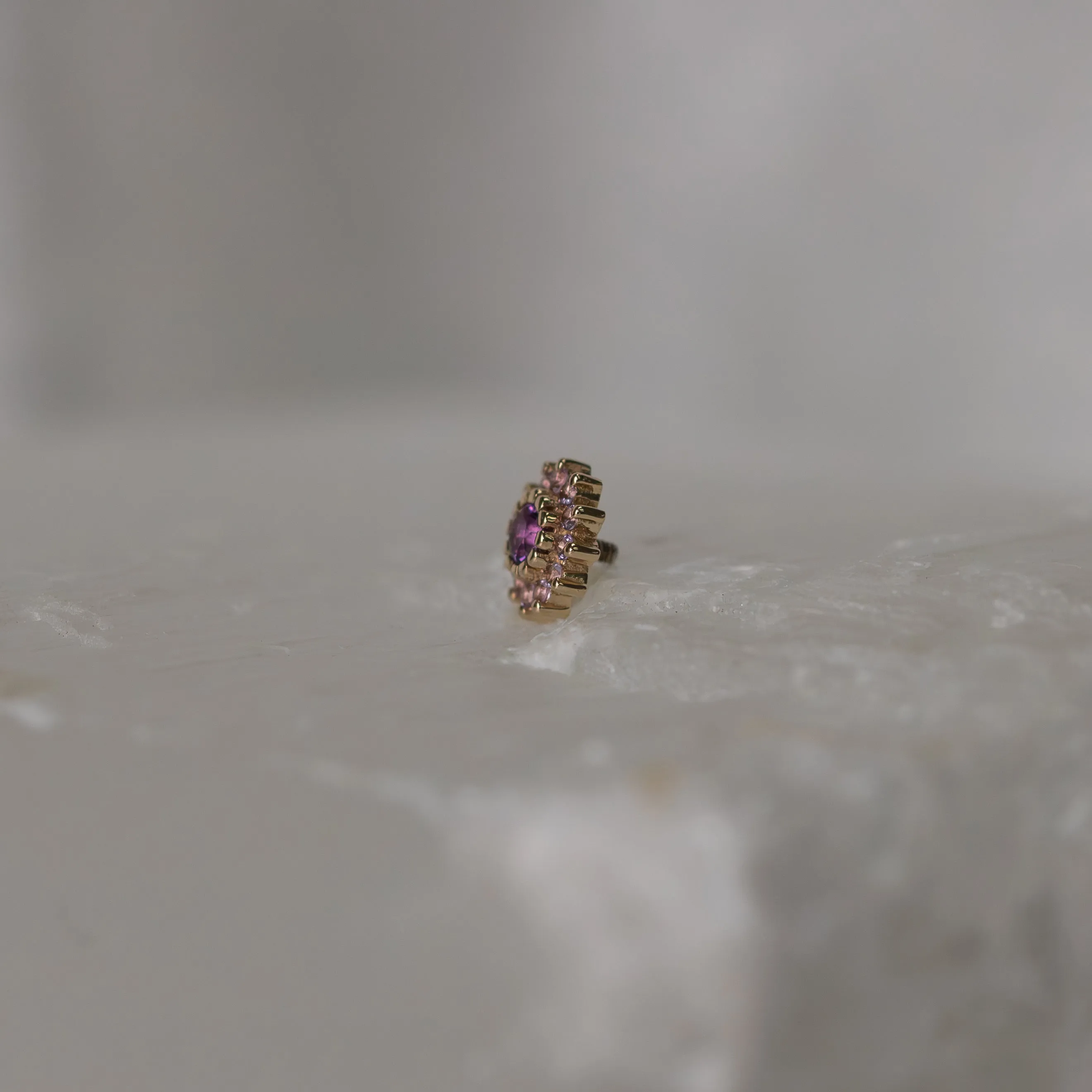 The Rose with Amethyst & Light Amethyst 18g/16g Threaded End