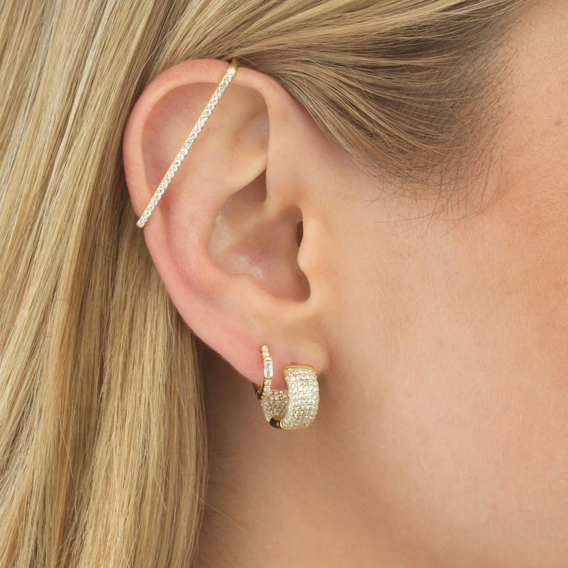 Thick Pavé Huggie Earring