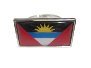 Thin Bordered Antigua and Barbuda Flag Adjustable Size Fashion Ring