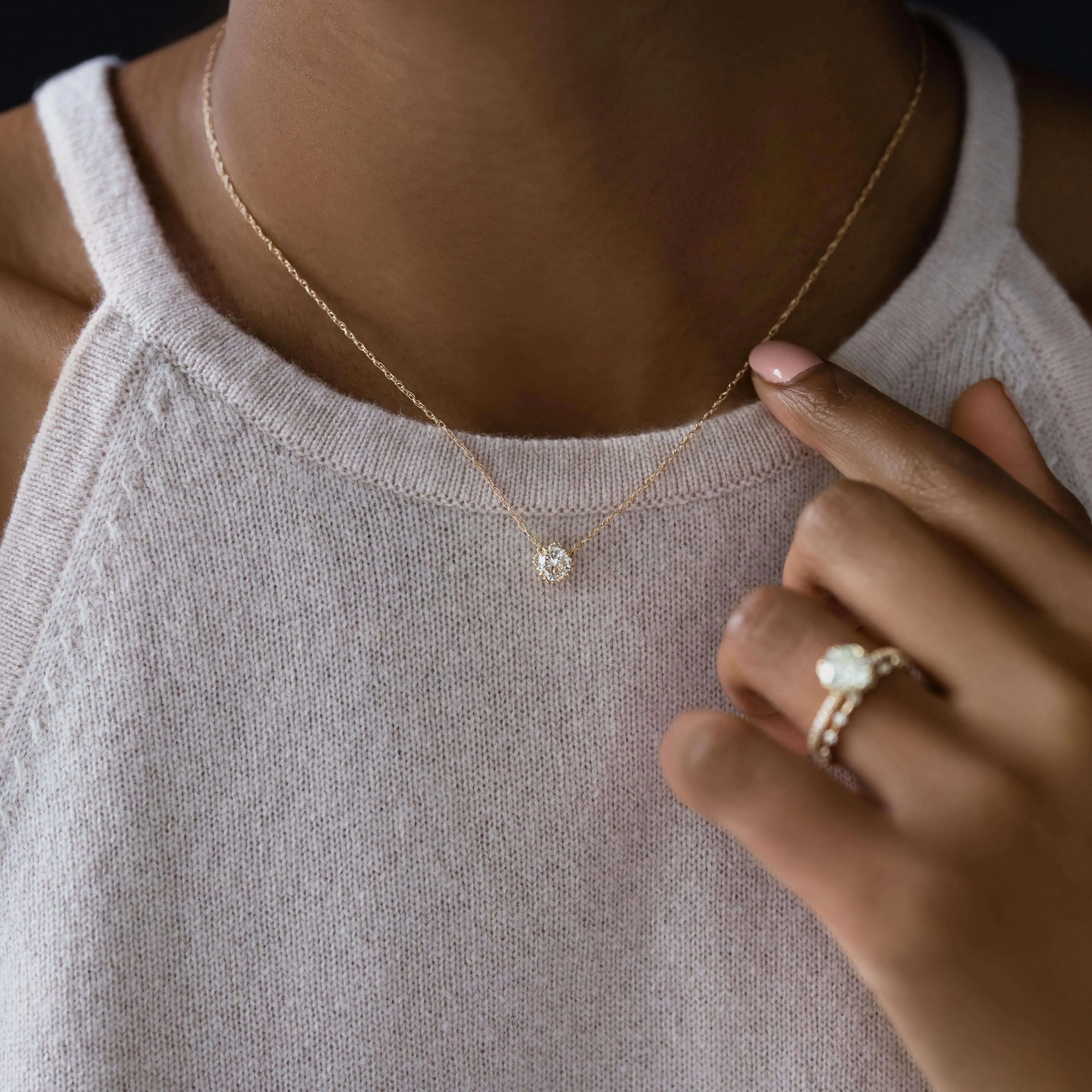 Threaded Necklace with Halo