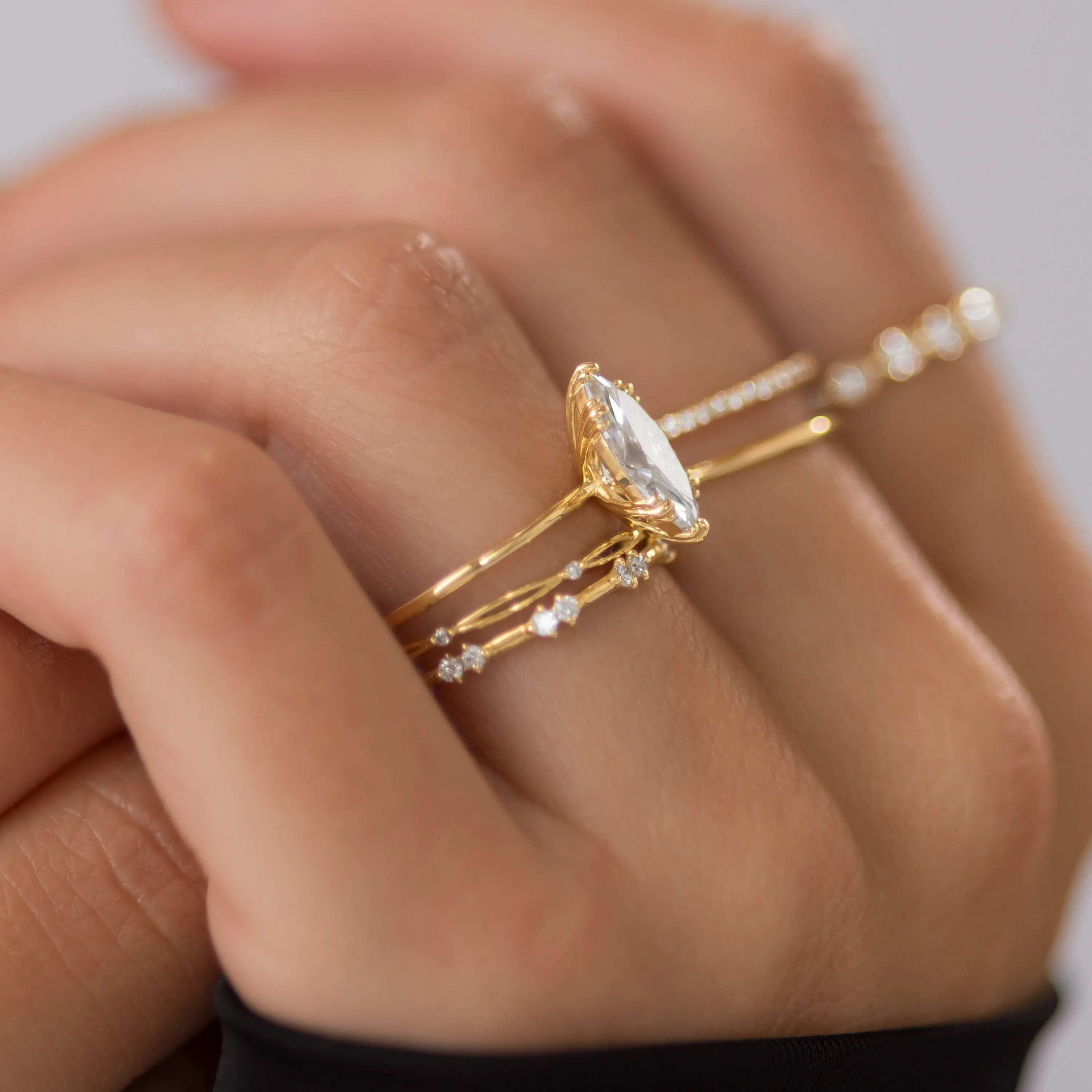 Threaded Ring, Marquise Cut