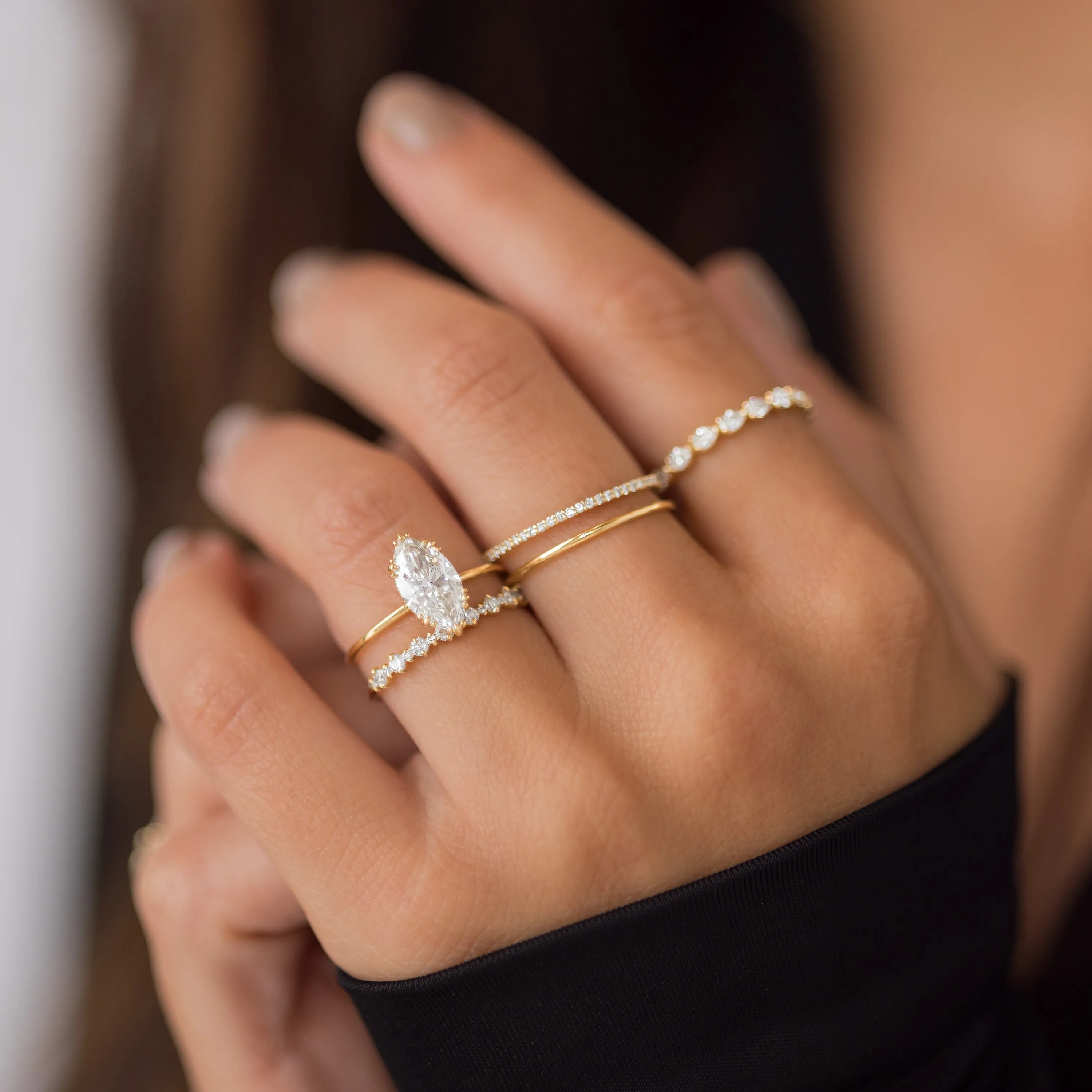 Threaded Ring, Marquise Cut
