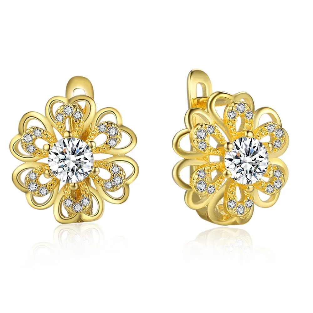 Top Popular Earrings Circle Earrings Simple Earrings Gold Flower Hoop Earrings For Women Lady Gift