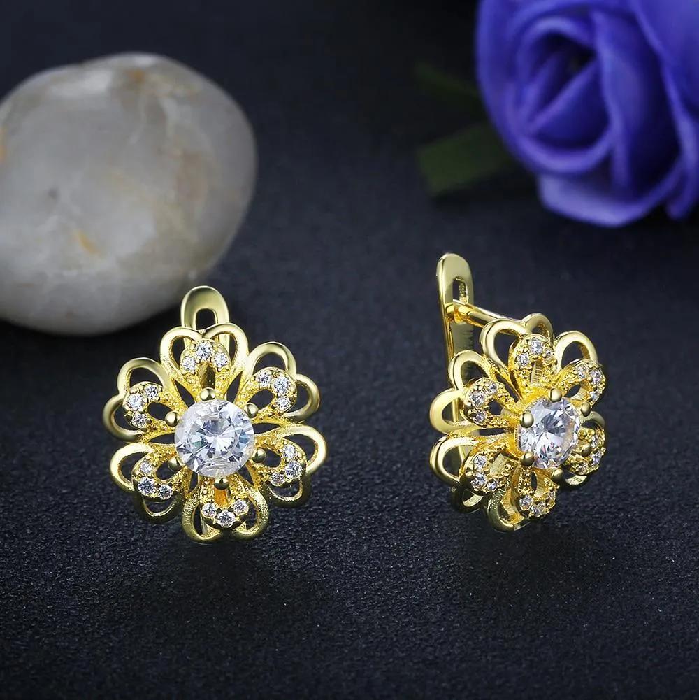Top Popular Earrings Circle Earrings Simple Earrings Gold Flower Hoop Earrings For Women Lady Gift