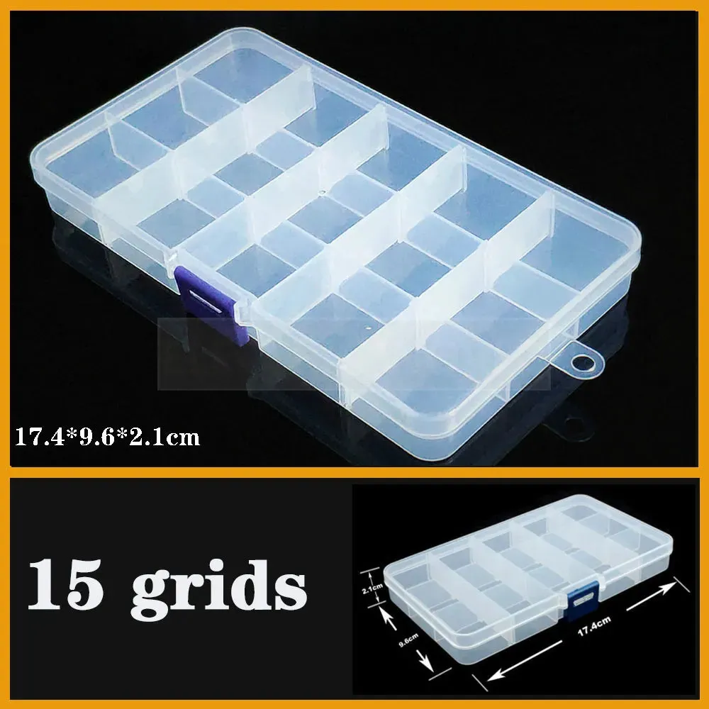 Transparent Plastic storage box Screw fishing tablets craft Compartment Case