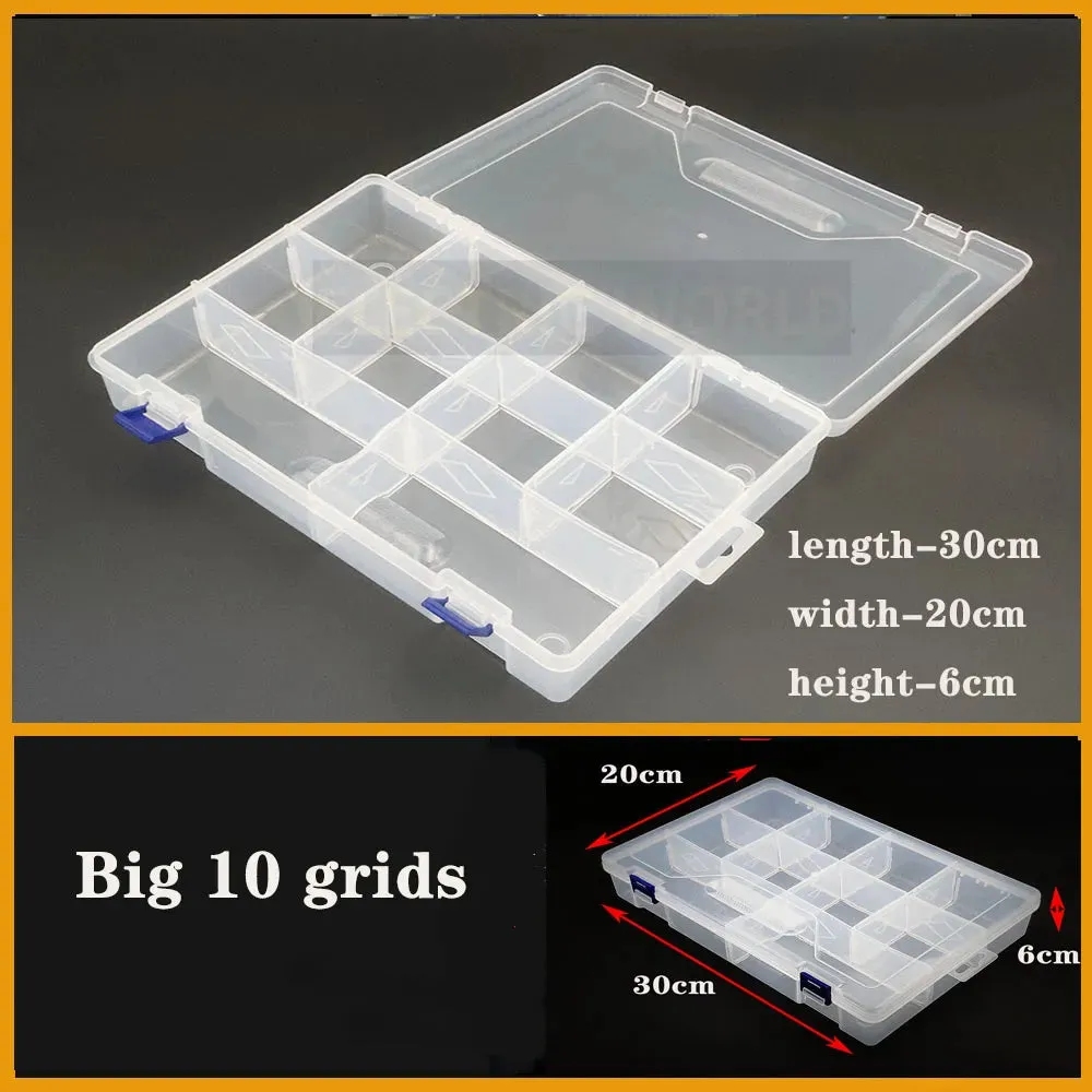 Transparent Plastic storage box Screw fishing tablets craft Compartment Case
