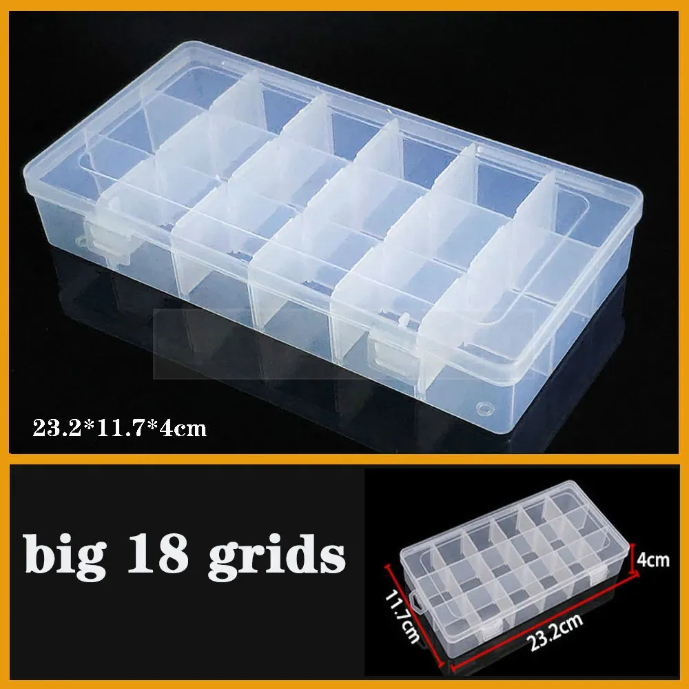 Transparent Plastic storage box Screw fishing tablets craft Compartment Case