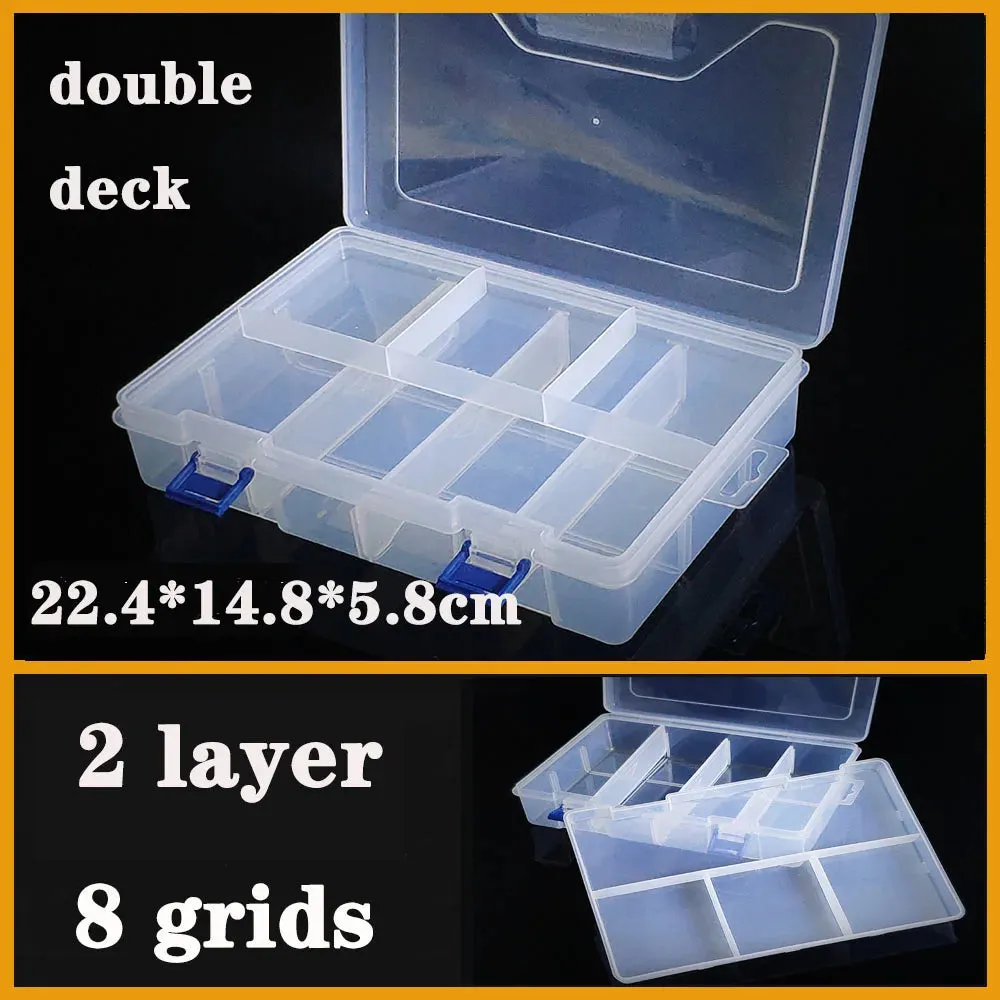 Transparent Plastic storage box Screw fishing tablets craft Compartment Case