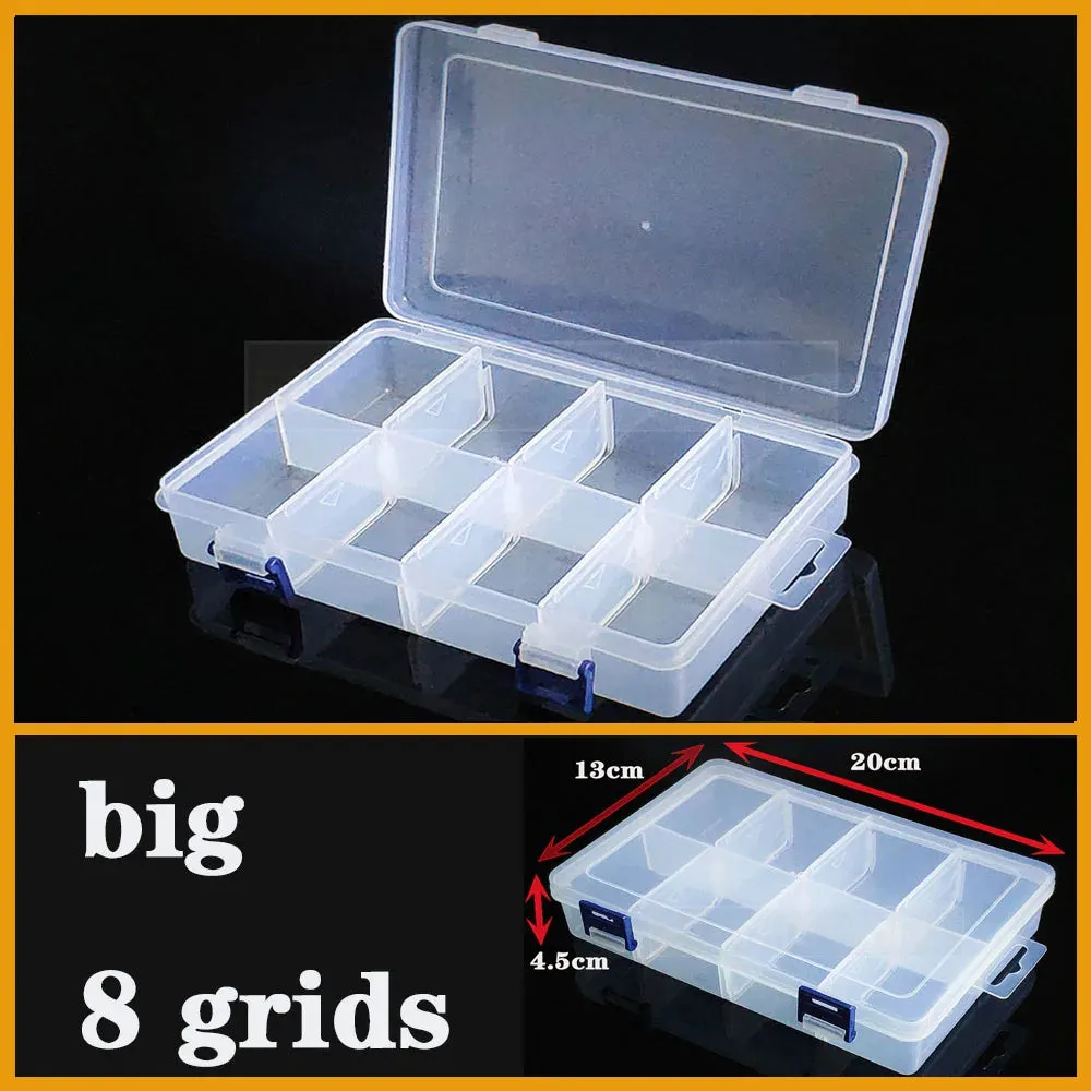 Transparent Plastic storage box Screw fishing tablets craft Compartment Case