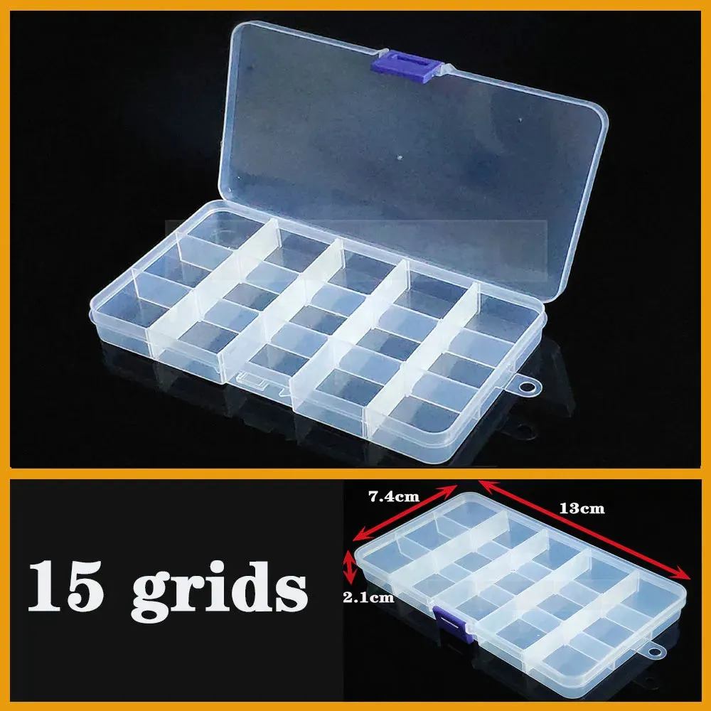 Transparent Plastic storage box Screw fishing tablets craft Compartment Case