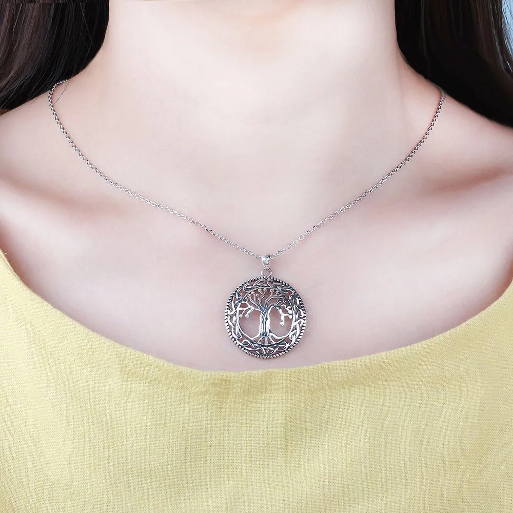 Tree of life Round Pendant Necklace for Women, Trendy Jewelry Gift for Mother