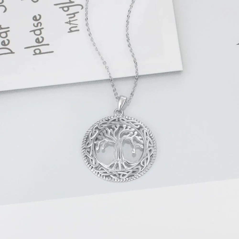 Tree of life Round Pendant Necklace for Women, Trendy Jewelry Gift for Mother
