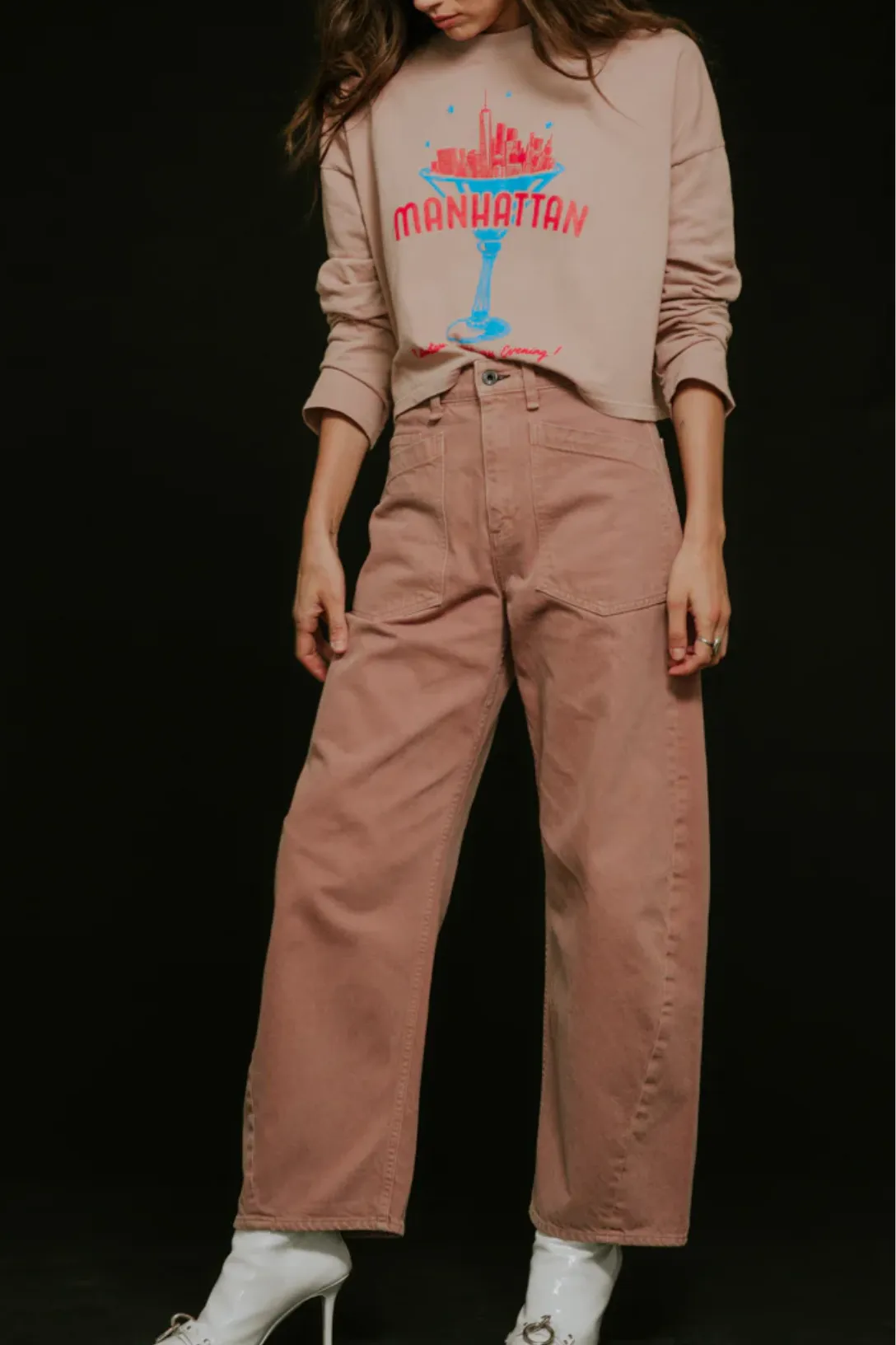Twisted Barrel Jean | Dusty Rose